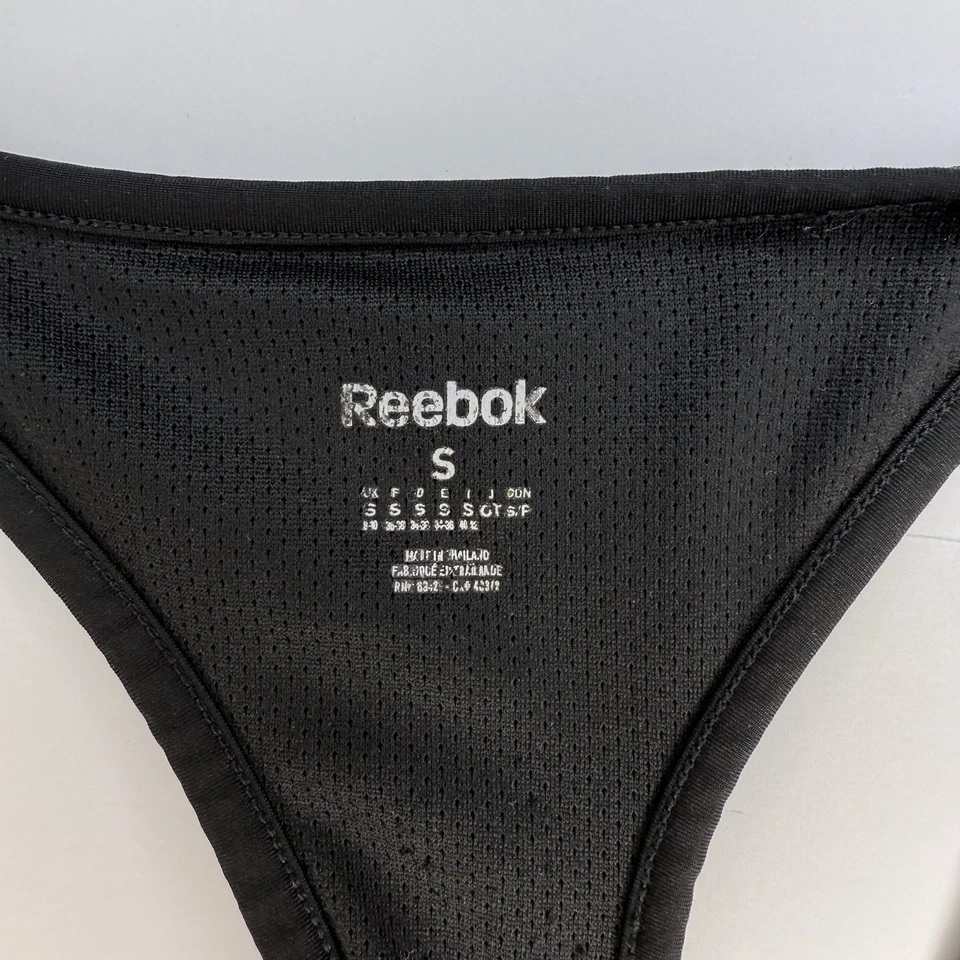 Sujetador deportivo Reebok para mujer pequeño negro espalda deportiva PlayDry entrenamiento deportivo Foto 3 de 4