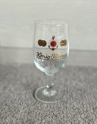 Ein seltenes personalisiertes Vintage König 0,2ltr Bierglas mit Stiel - nie benutzt