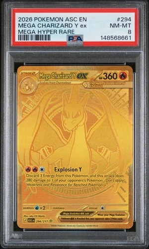 2026 POKEMON ASC EN-ASCENDED HEROES MEGA HYPER RARE MEGA CHARIZARD Y EX PSA 8