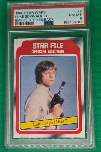 1980 Topps Star Wars: The Empire Strikes Back Luke Skywalker Star File #2 PSA 8