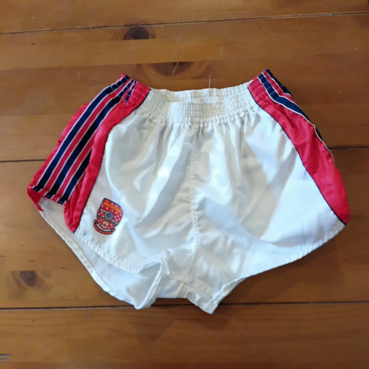 Short Vintage Girondins De Bordeaux Années 80 - Nylon Blanc Satin, Taille XS (Très Bon état)