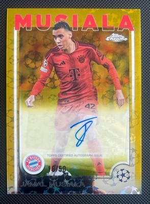 Jamal Musiala 2024/25 Topps Chrome UCC Gold Logofractor Auto /50 Bayern München