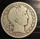 1901-O Barber Silver Half Dollar, VG Detail. D12
