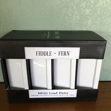 Fiddle + Fern Porcelain Mini Loaf Pans Set Of 4 White new