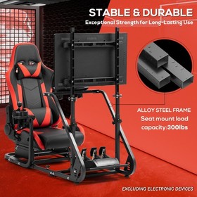 Supllueer Racing Simulator Cockpit With Red Seat & TV Stand Fit Logitech G920