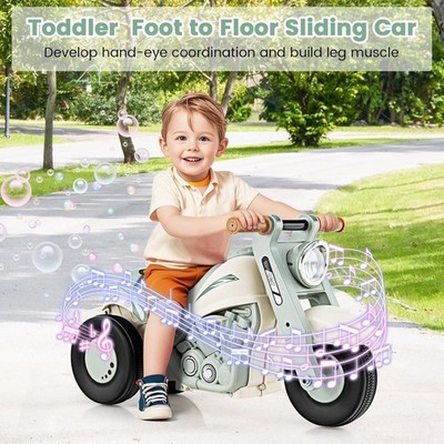 Push Car Sliding Car w/ Bubble Maker Foot-to-Floor Sliding Car Ride on Toys Gift