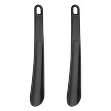 2pcs Shoe Horn 9.8" Plastic Straight Handle Shoe Helper Shoehorns, Black