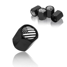 Eaglewireless 4 Pack Tire Valve Stem Caps Leakproof Aluminum Chrome US Flag