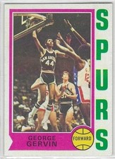 1974-75 TOPPS GEORGE GERVIN ROOKIE CARD (SPURS) #196. rookie card picture