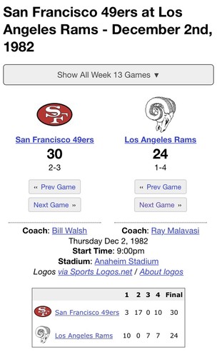 1982 SAN FRANCISCO 49ERS AT LOS ANGELES RAMS TICKET STUB JOE MONTANA 2 TD - Picture 3 of 5
