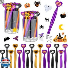 Teling 120 Packs Halloween Ballpoint Pens Pumpkin Skull Bat Heart Shaped 1.0 