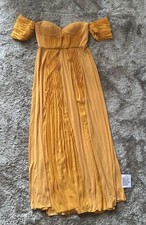 ASOS DESIGN Gold Satin Puff Sleeve Maxi Dress – Size 12 – Brand New