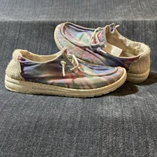 Hey Dude Wendy Youth Dreamer Shoes Girls Size 4 Tie Dye Unicorn Slip On Casual