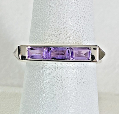 Set Heide Lavendel Amethyst Manhattan Stabring Sterlingsilber Größe 8 Neu mit Etikett 4 g