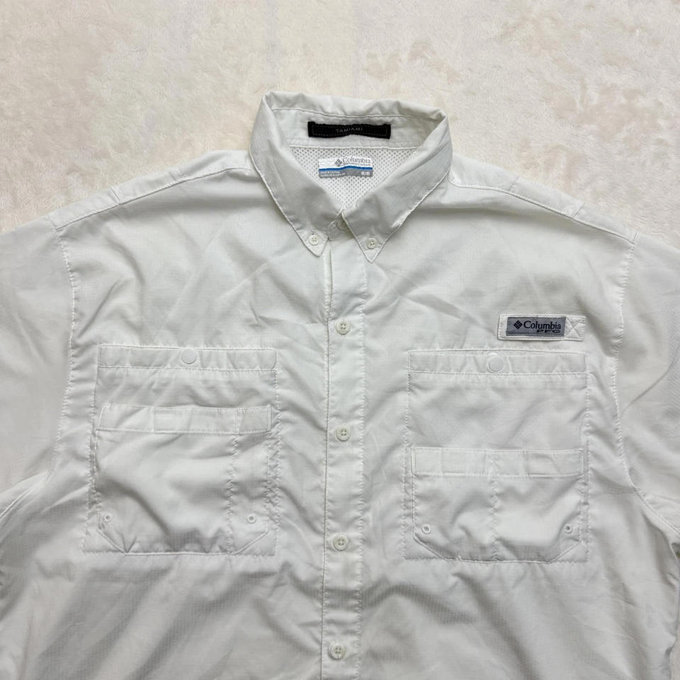 Рубашка мужская Columbia Tamiami средний размер белая PFG универсальная на пуговицах для рыбалки спереди - Изображение 2 из 4
