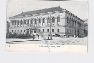 PPC Postcard MA Massachusetts Boston Public Library Exterior Street View #2