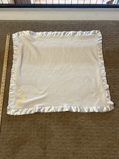 Carter's Baby Blanket White Yellow Duck Satin Trim Fleece Plush Lovey