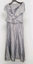 JJ's House Silver Strapless Evening Gown with Matching Shawl