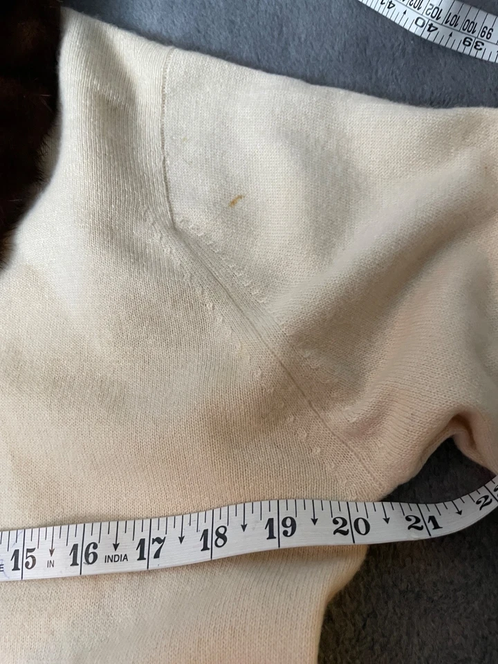 Винтажный Paul Freed кремовый шерсти кардиган съемный коричневый меховой воротник и манжеты винтажный - Изображение 4 из 4