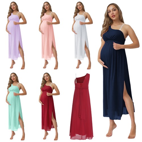 Maternity Chiffon Long Home Clothing Maxi Gown Outfit Dress Party With Belt - Picture 3 of 81