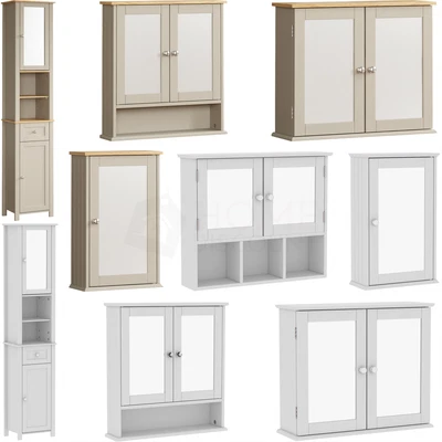 BATH VIDA Priano Bathroom Unit Range Single Double Door Cabinet Wall Tallboy White Grey