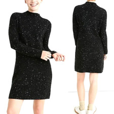 Madewell Donegal Northfield Mock Neck Sweater Dress Small Ribbed Wool Blend Gray