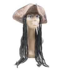 Pirate Dreads Hat Wig Captain Jack Dreadlocks Braids Adult Halloween Costume Cap