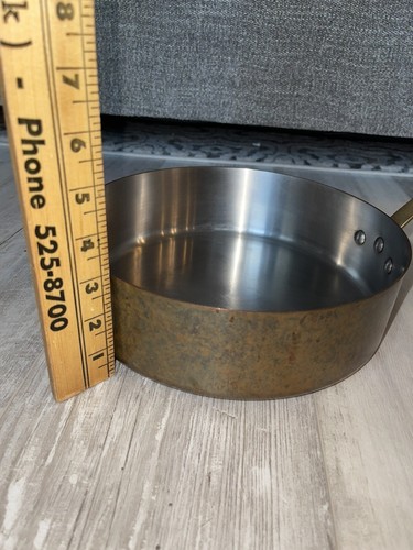 Nice Vintage 10” Made In France Copper Sauce Pan Brass Handles Good Shape! - Picture 4 of 11