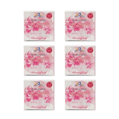 heavy glutathione soap K.brothers gluta collagen soft & smooth Thai herbal whitening soap 60g. 6X