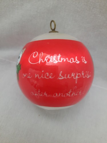 1982 American Greetings Cat In Mailbox Christmas White Satin Ball Tree Ornament - Picture 6 of 9