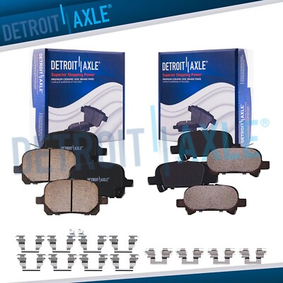 4pc Front Rear Ceramic Brake Pads with Hardware for Toyota Avalon Camry Solara