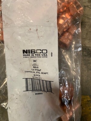 Nibco - 603-2 - 1/2'' Wrot Fitting Adapter - Ftg x F - Bag of 25