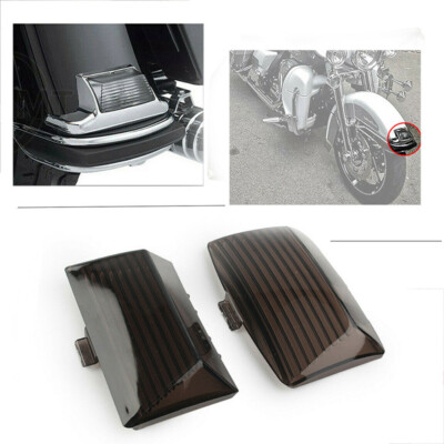 2x Smoke Fender Tip Light lens Cover For Harley Heritage Road King Electra Glide