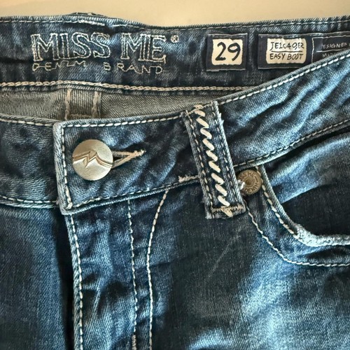MISS ME Denim Easy Boot Thick Stitch Bling Studded Pockets Blue Jeans Size 29 - Picture 9 of 11