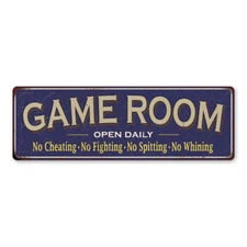 Game Room Blue Metal Sign Wall Signs Retro Tin Plaque 106180091032