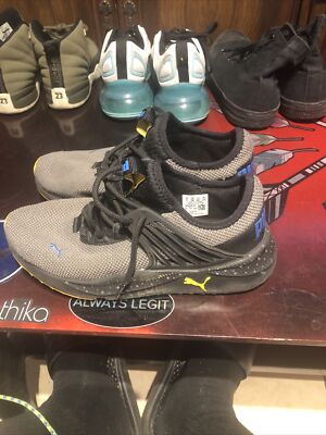 Puma 385618-01 Gray  black Blue sneakers youth boys size 6C wild rider Bin78