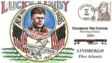 WWLF US COLLINS CACHET FDC CELEBRATE THE CENTURY CTC  3184m  LINDBERGH ATLANTIC