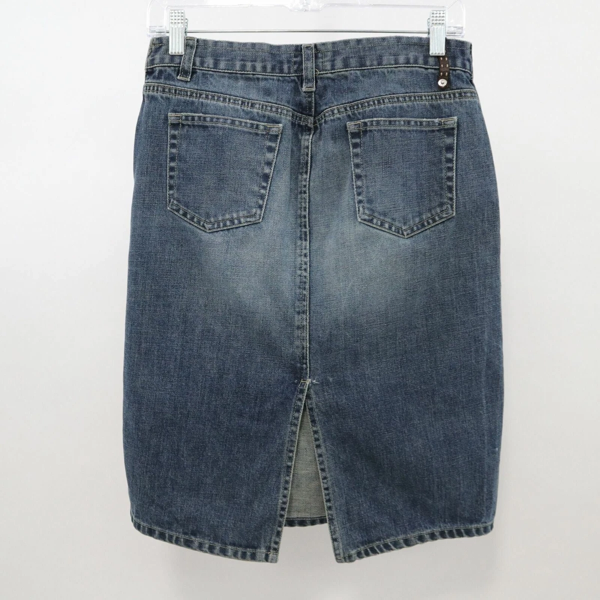 Fendi Jeans Skirt Womens W27 Knee Length Blue Denim Slit Italy eBay