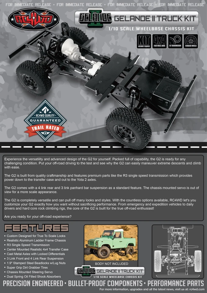 RC4WD Z-K0060 Gelande II 4X4 Truck Kit 1/10 Wheel Base Chassis Kit - Image 2 of 4