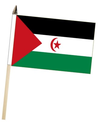 Western Sahara Large Hand Flag With Wooden Pole (18'' x 12'')