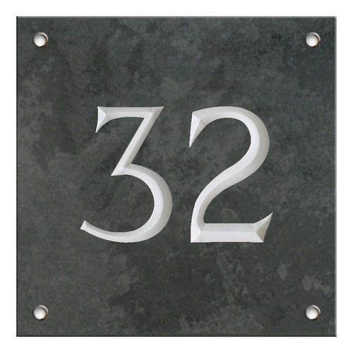 Large Engraved Black Slate house number sign - 1 to 99 available (200 x 200 mm) - Picture 35 of 102