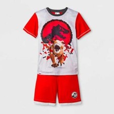 Lego Jurassic World T-Rex Dinosaur Red, Gray Pajama Shorts Set