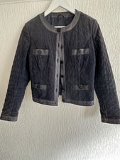 Blue Real Leather & Suede Italian Jacket 14 Collarless Winter Party Smart Party