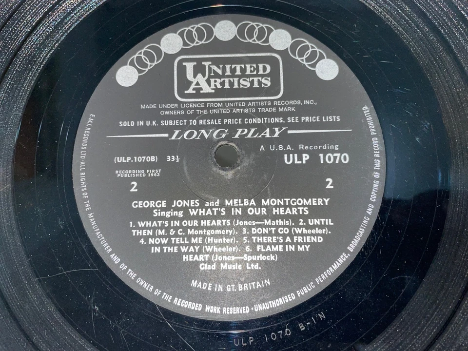 George Jones And Melba Montgomery ‎– Singing What's In Our Heart (VG/VG+ COND) - Image 4 of 4