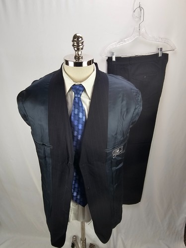 Paul Dione men's Blue Stripped Wool Suit 40R 34x30 - Picture 6 of 7