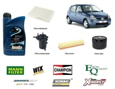 Kit Filtri Tagliando per Renault Clio 2 II 1.5 DCi BB,CB + 4 Litri Olio 10w40