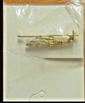 New/Sealed Sikorsky UH-60 Black Hawk Helicopter Tie Tack Chain Gold Tone