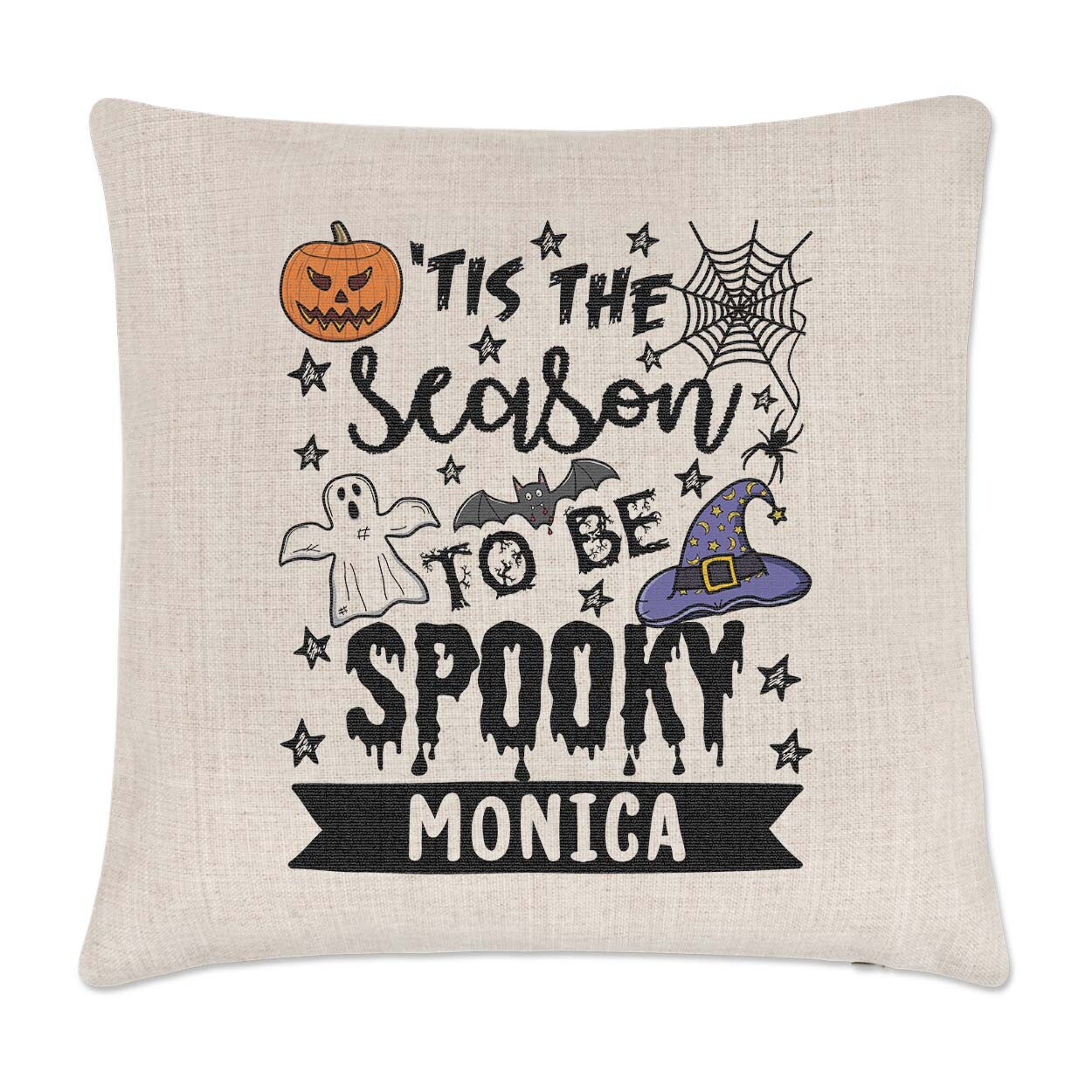 Personalised Tis The Season To Be Spooky Cushion Cover Pillow Halloween Ghost