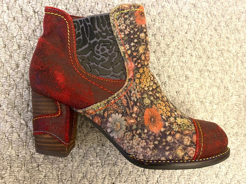 NEW: L'Artiste by Spring Step, Unique hand-painted design in red floral EU37 - Image 4 of 4