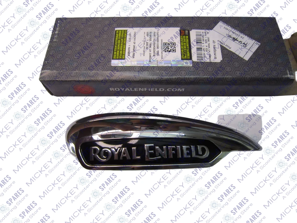 Set emblema distintivo serbatoio benzina carburante per moto Royal Enfield Me... - Immagine 3 di 4